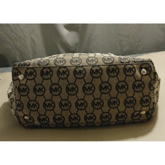 Michael Kors Jet Set Tote Leather and Canvas Black and Tan Logo - Picture 7 of 15